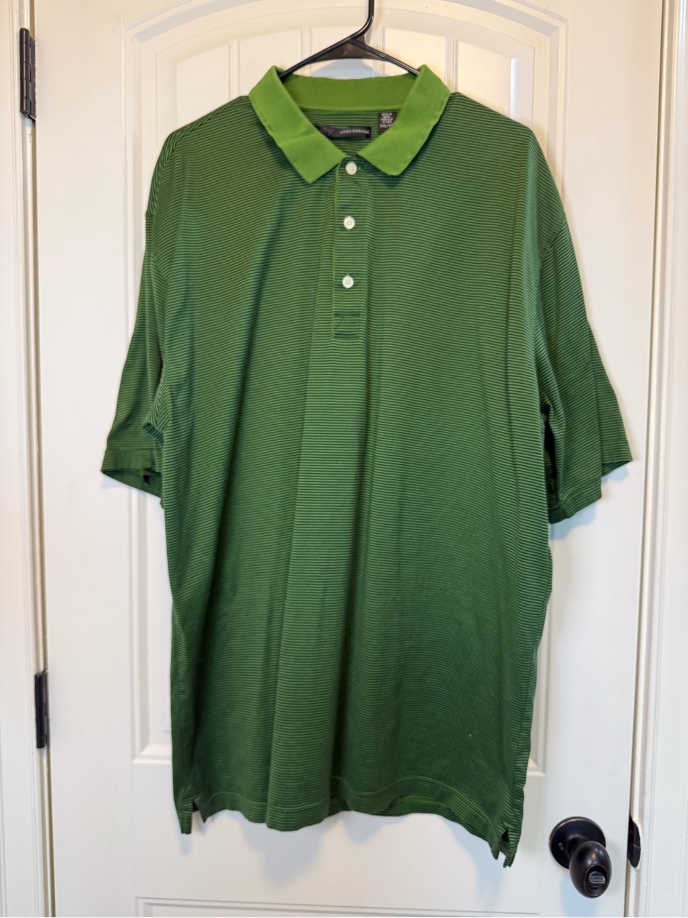 Greg Norman Polo Shirt Men XXL Green Striped Short Sleeve Golf Casual Cotton